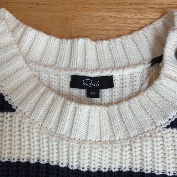Rails Bambi Cream and Navy Sweater Top medium - Picture 2 of 13